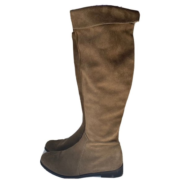 La Canadienne brown suede tall riding boots stretchy low heel Y2K size 7.5 - Picture 1 of 9